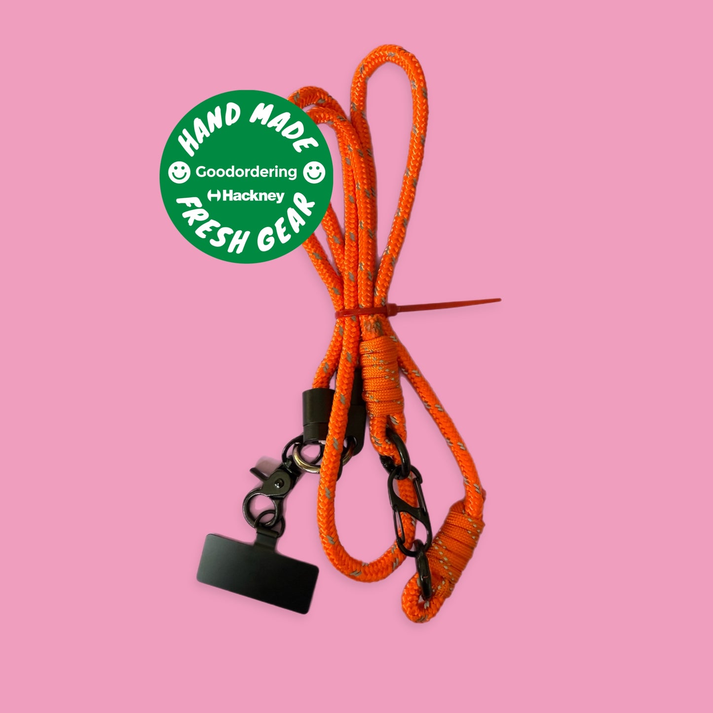 Paracord phone neck strap / wrist strap convertible lanyard orange