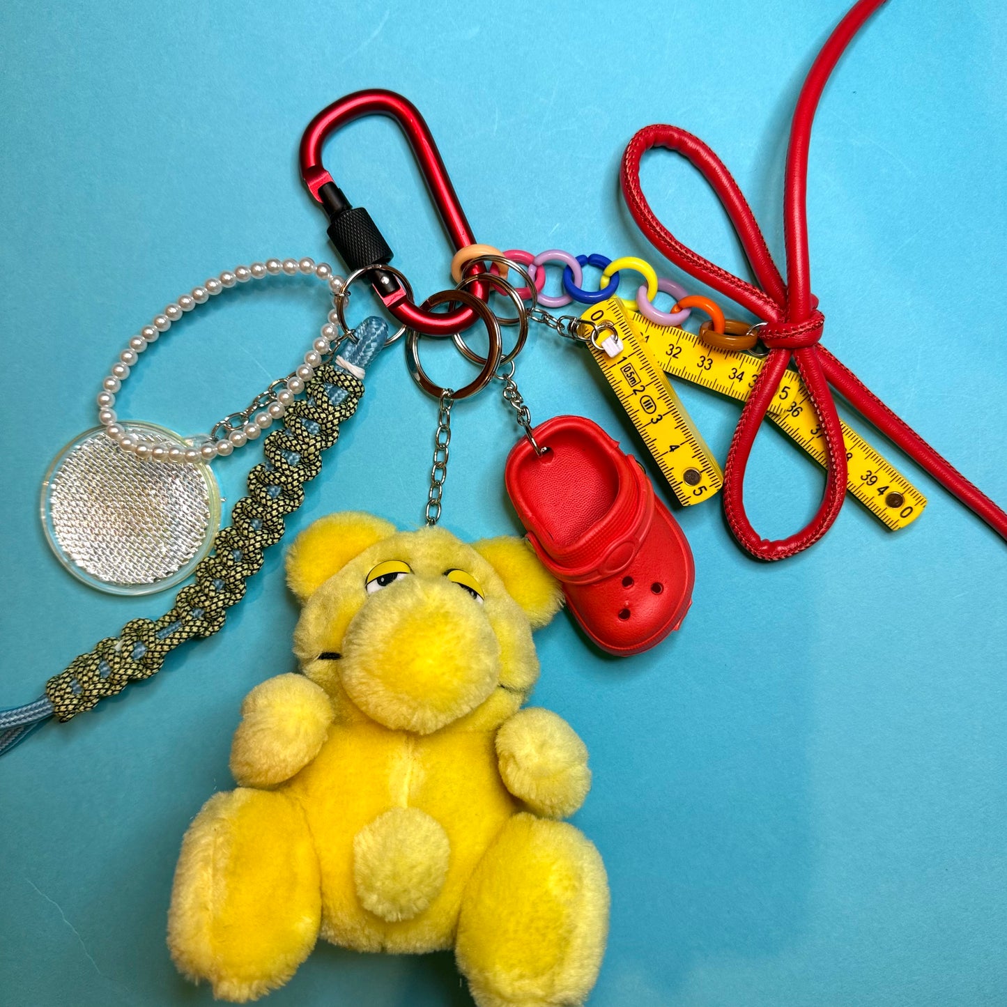 Clowncore yellow plushie bag charm