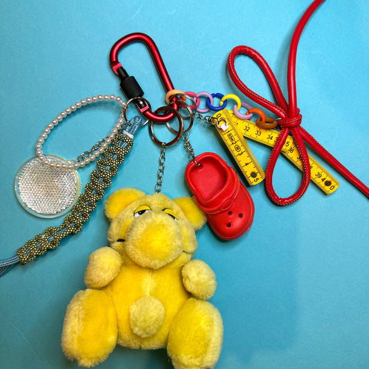 Clowncore yellow plushie bag charm