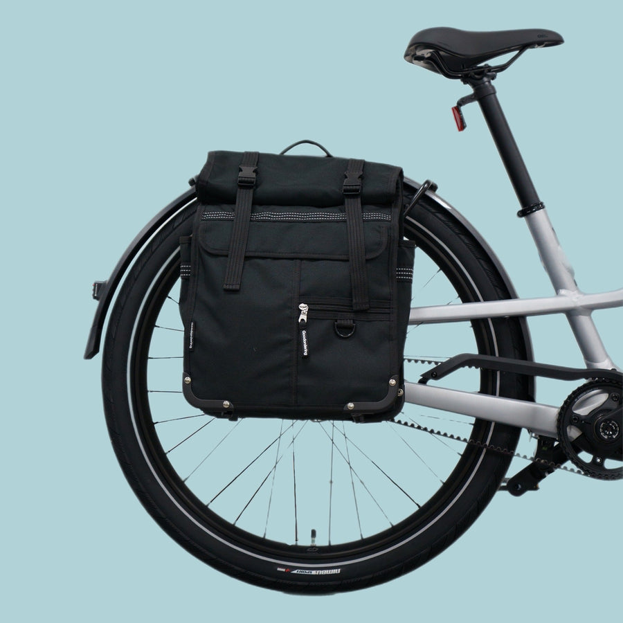 Eco nylon Rolltop Backpack Black with Klikfix pannier rail