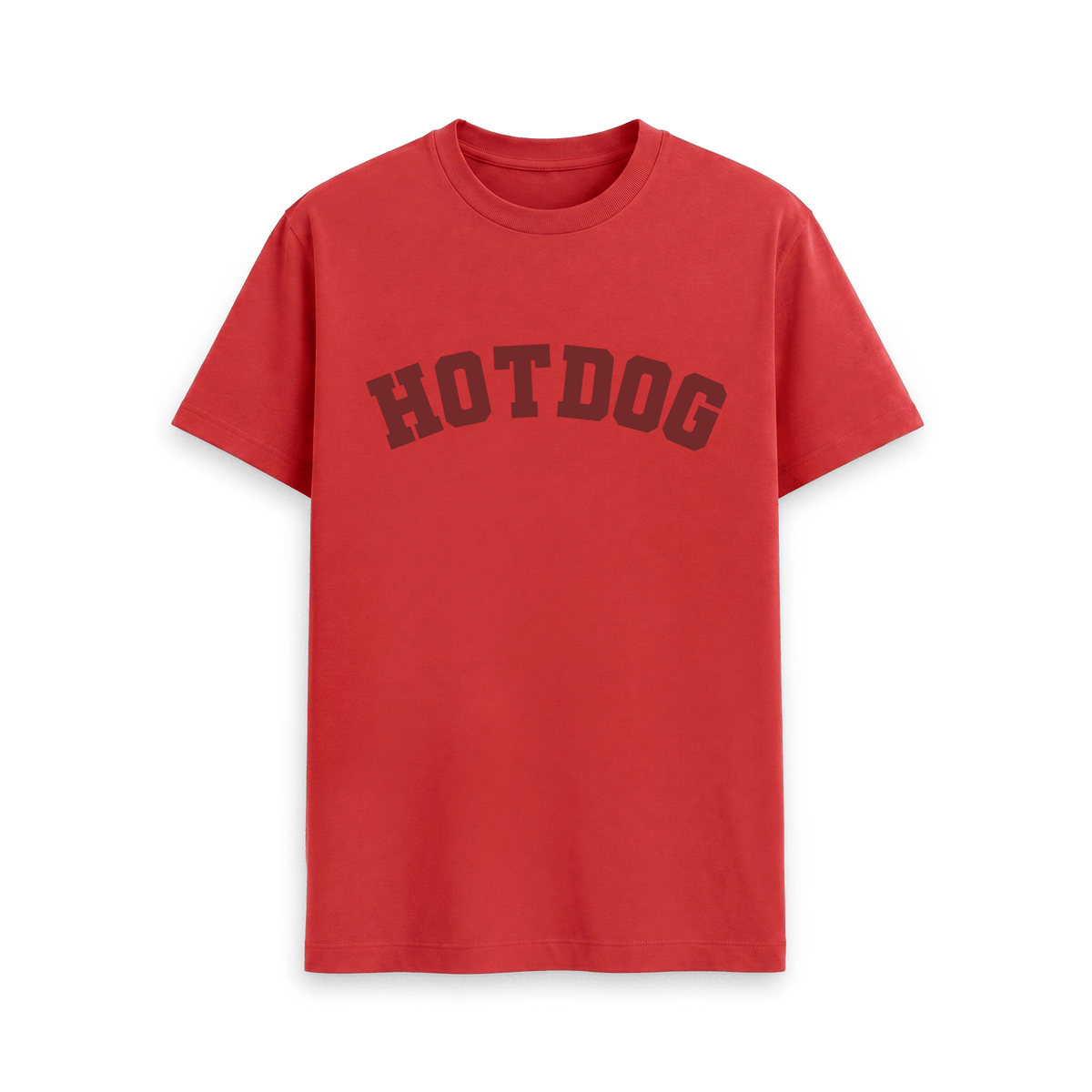 Red Printed T-shirt Front Organic cotton hot dog T-shirt for street food lovers