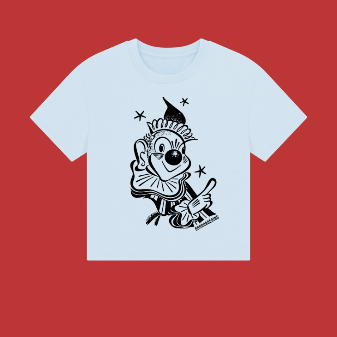 Sky Blue Pointing clown boxy t-shirt