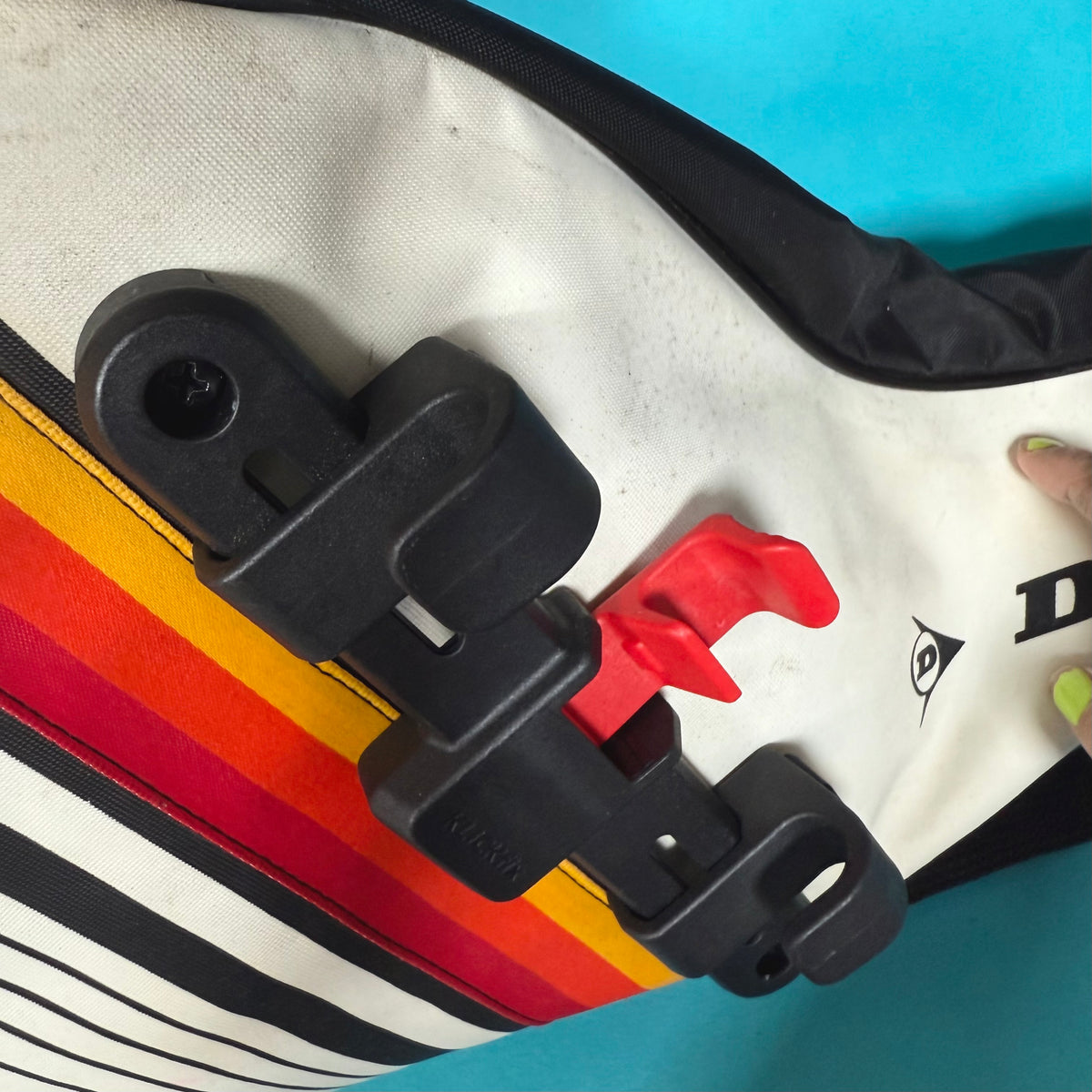 Unique upcycled tennis bike bag with pannier clips