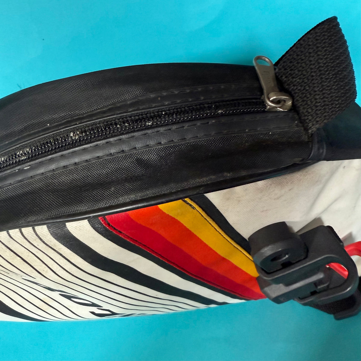 Unique upcycled tennis bike bag with pannier clips
