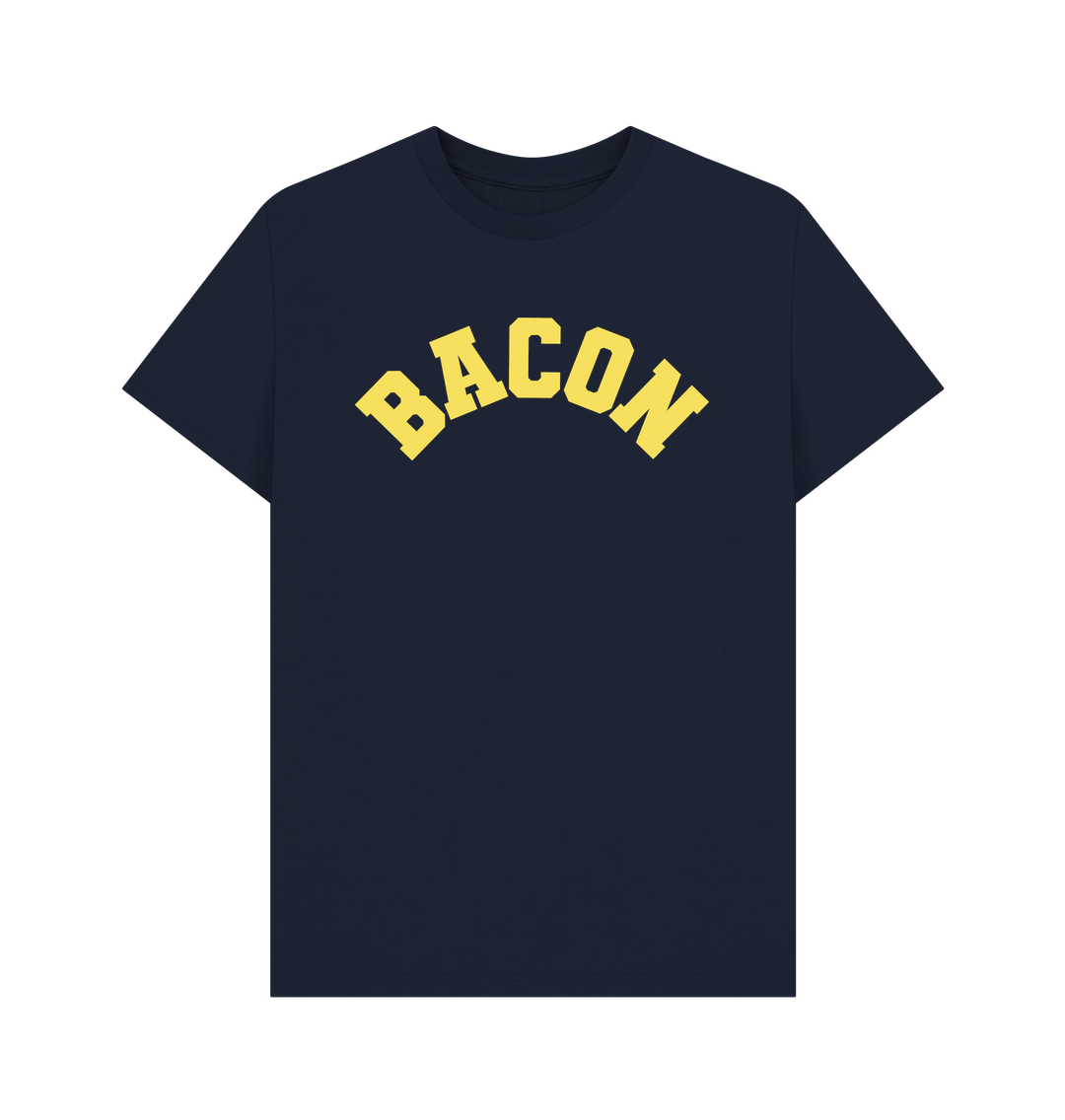 Navy Blue Bacon Varsity Unisex Organic Cotton T-shirt