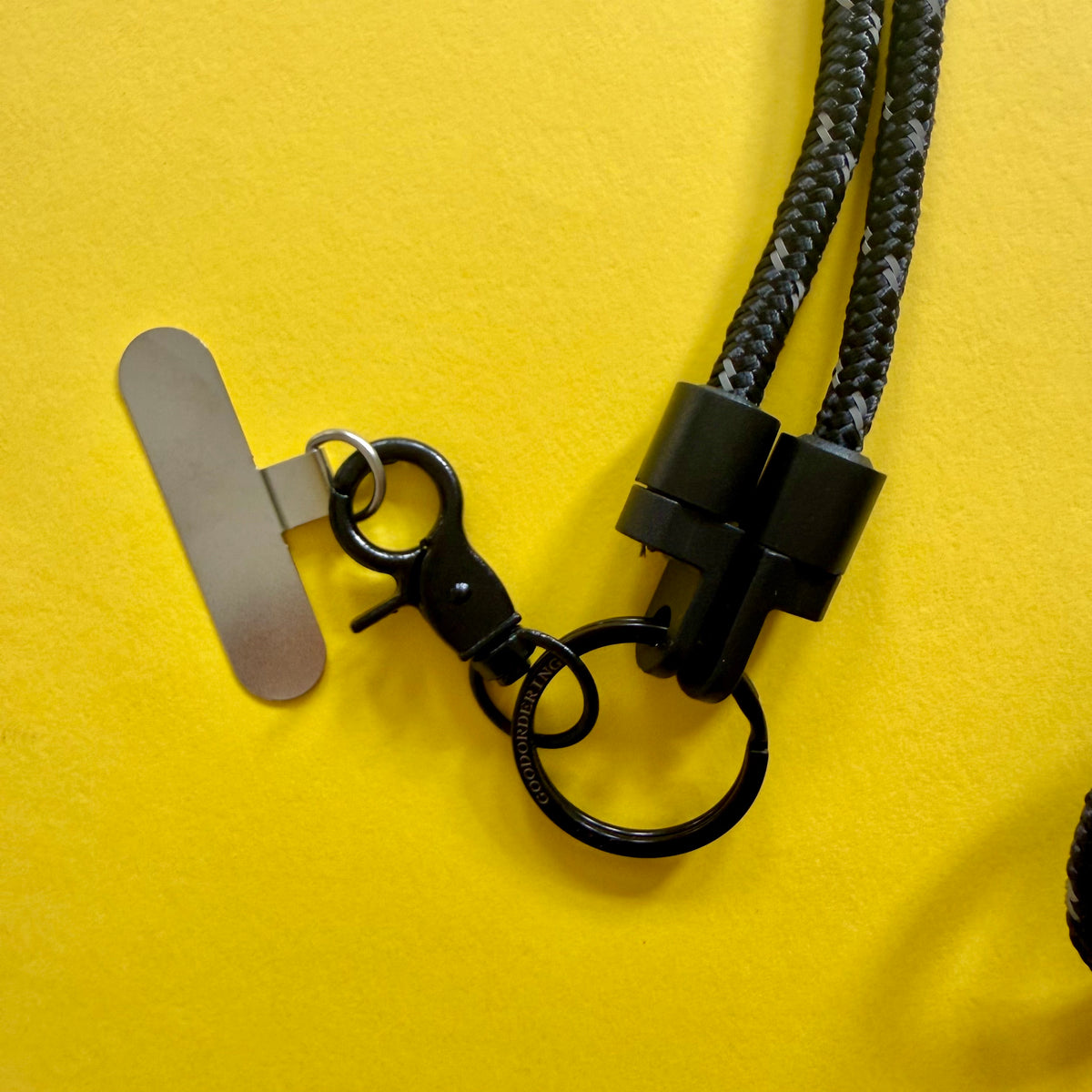 Black reflective 6mm Cord Phone Strap Lanyard