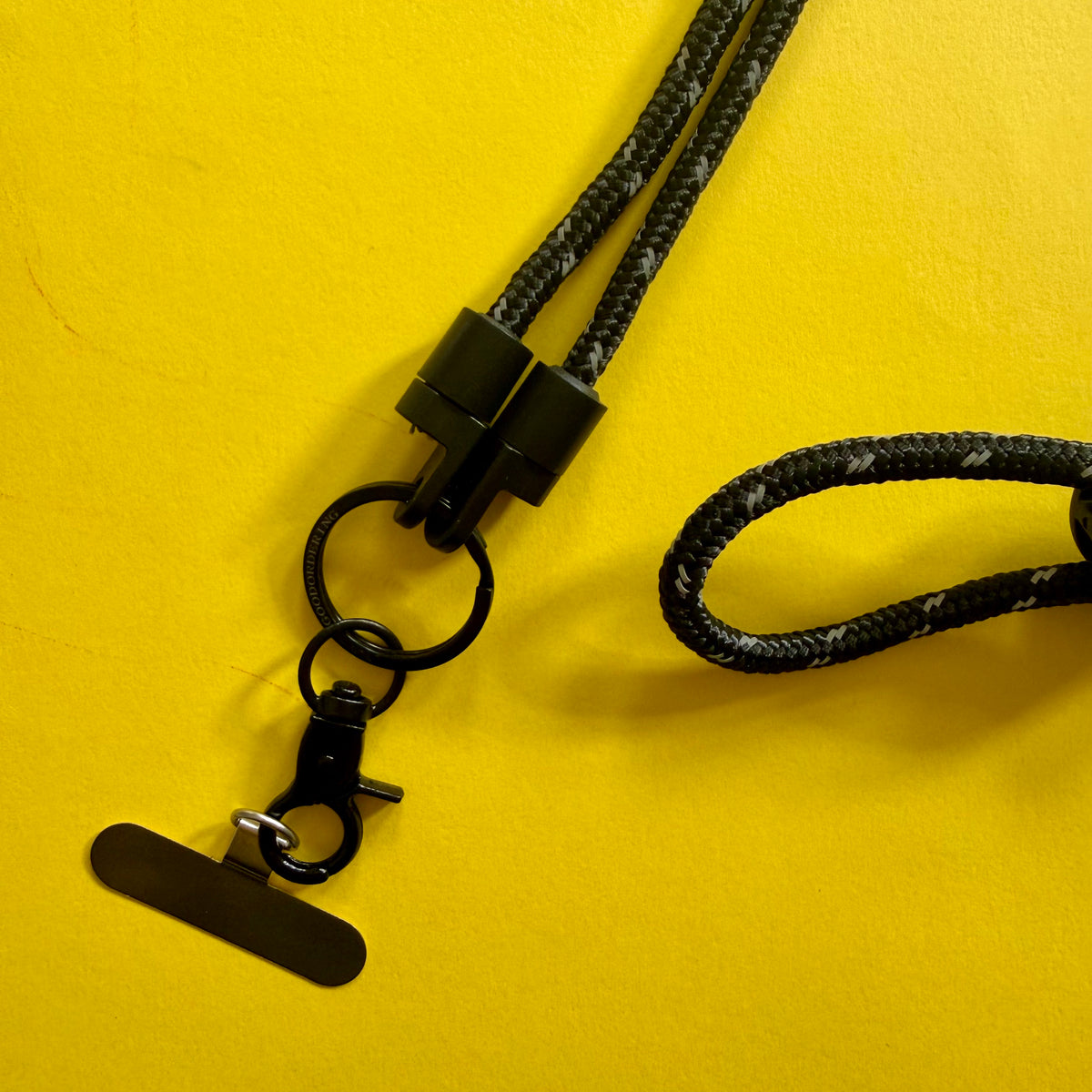 Black reflective 6mm Cord Phone Strap Lanyard