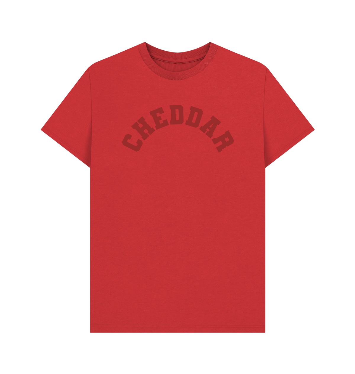 Red Printed T-shirt Front cheddar cheese varsity tshirt goodordering foodie