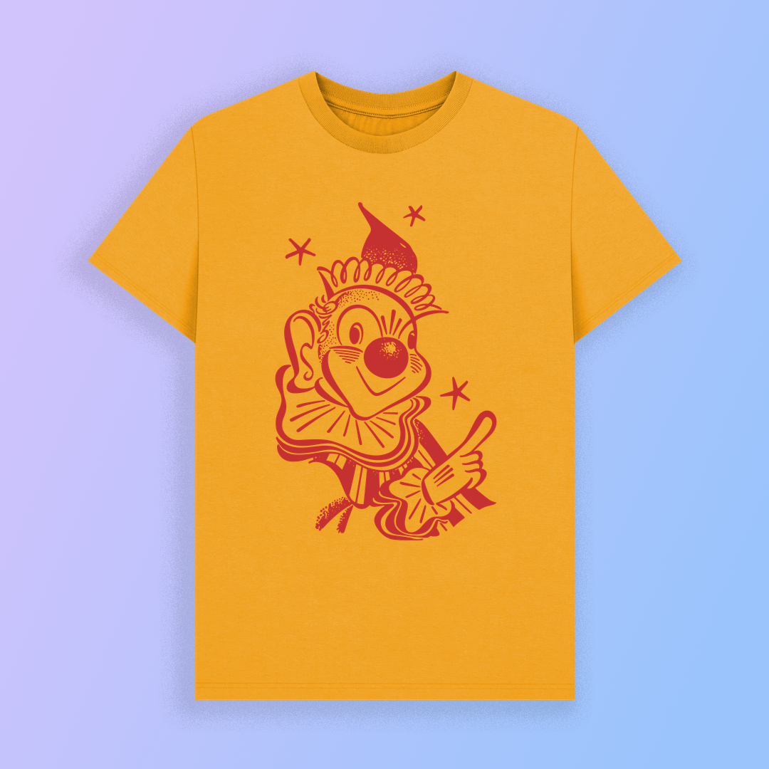 Pointing clown retro graphic T-shirt Clowncore