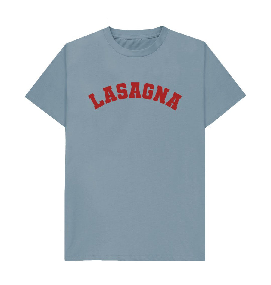 Stone Blue Lasagna varsity t-shirt