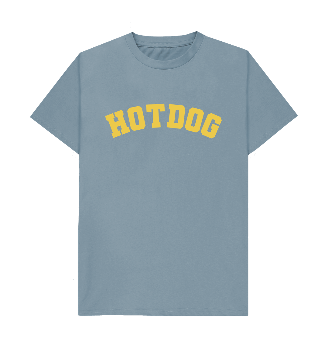 Stone Blue Hot dog varsity unisex t-shirt