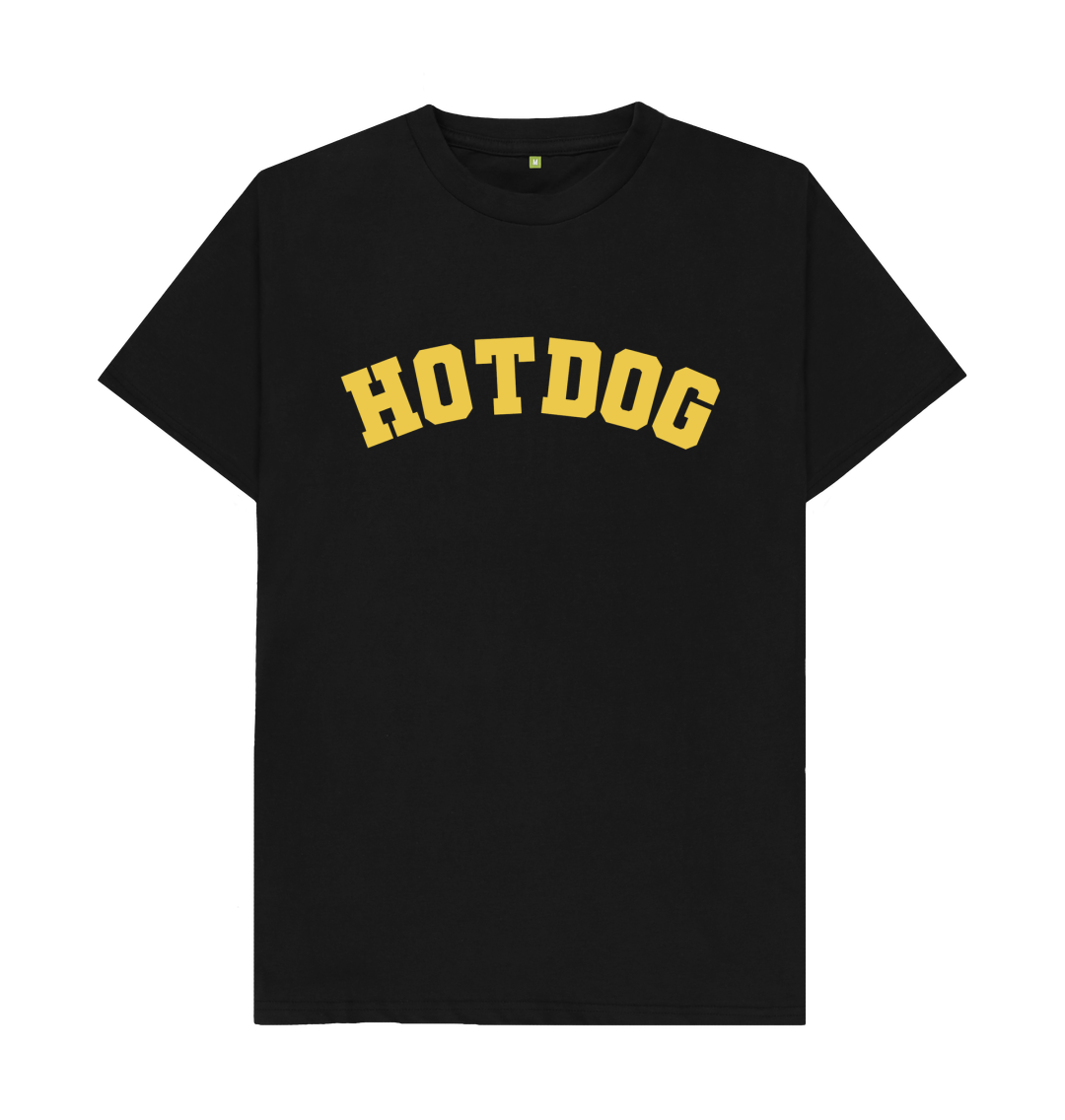 Black Hot dog varsity unisex t-shirt
