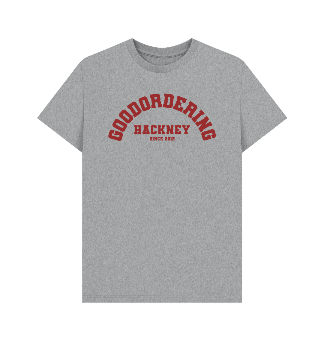 Athletic Grey Goodordering Hackney since 2012 varsity t-shirt