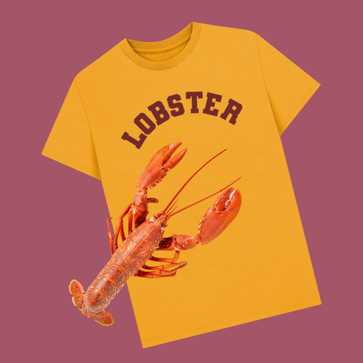 Lobster Varsity T-shirt - Goodordering seafood expensive food motif typographic tshirt