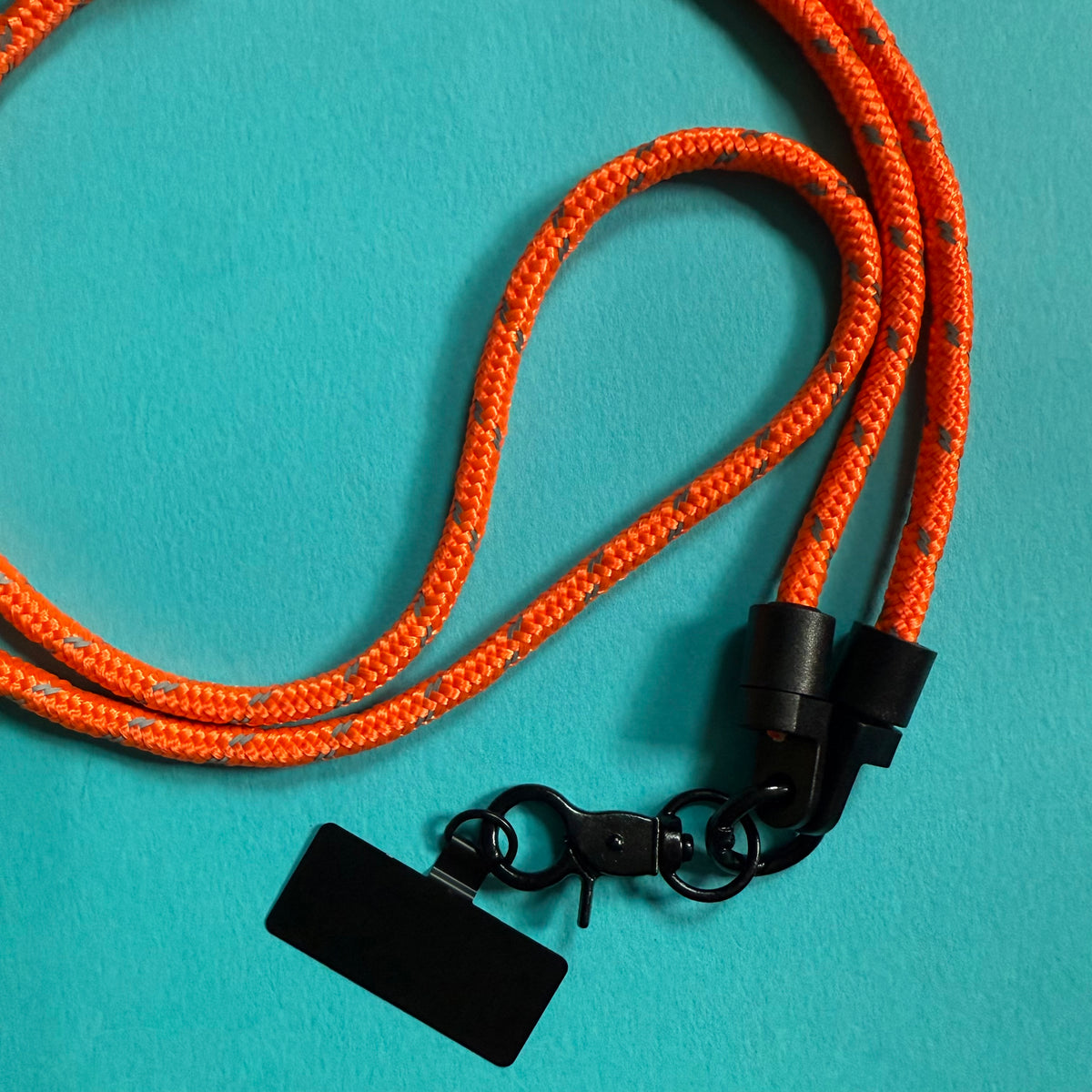 neon orange phone strap neck lanyard neon orange black
