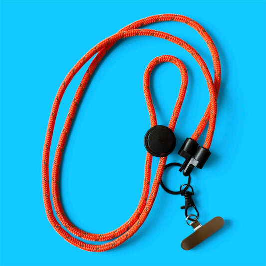 neon orange phone strap neck lanyard reflective with phone case attachment