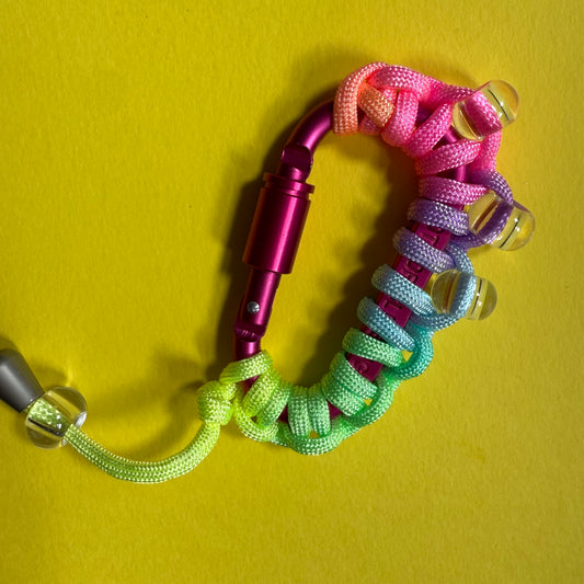 Paracord wrapped carabiner pastel ombre