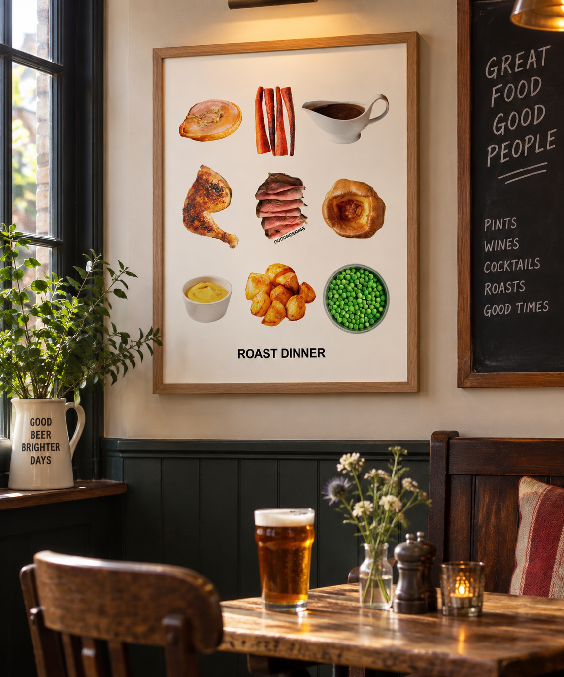 roast dinner art print, roast dinner print, British roast dinner print, Sunday roast art print,