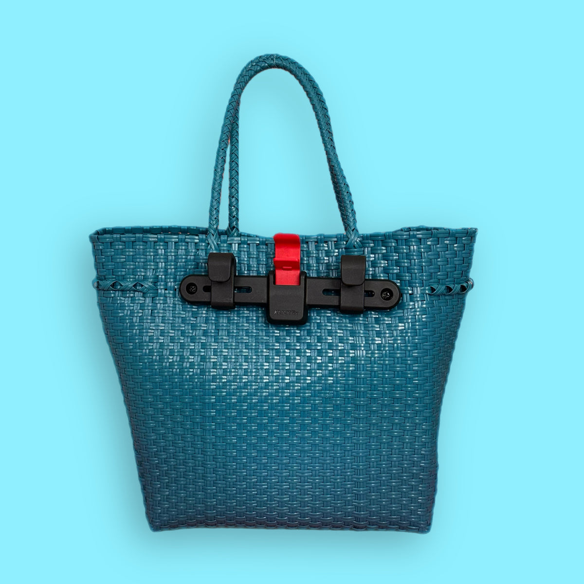 teal bicycle basket with hooks for pannier rack goodordering and shoulder straps plastic basket 