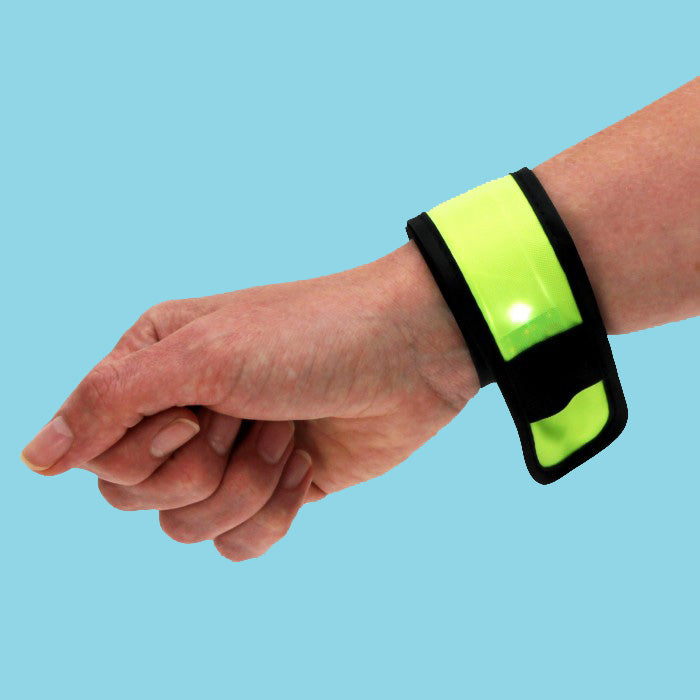 Flashing LED ankle wrist snap band trousers clip running arm band slap band