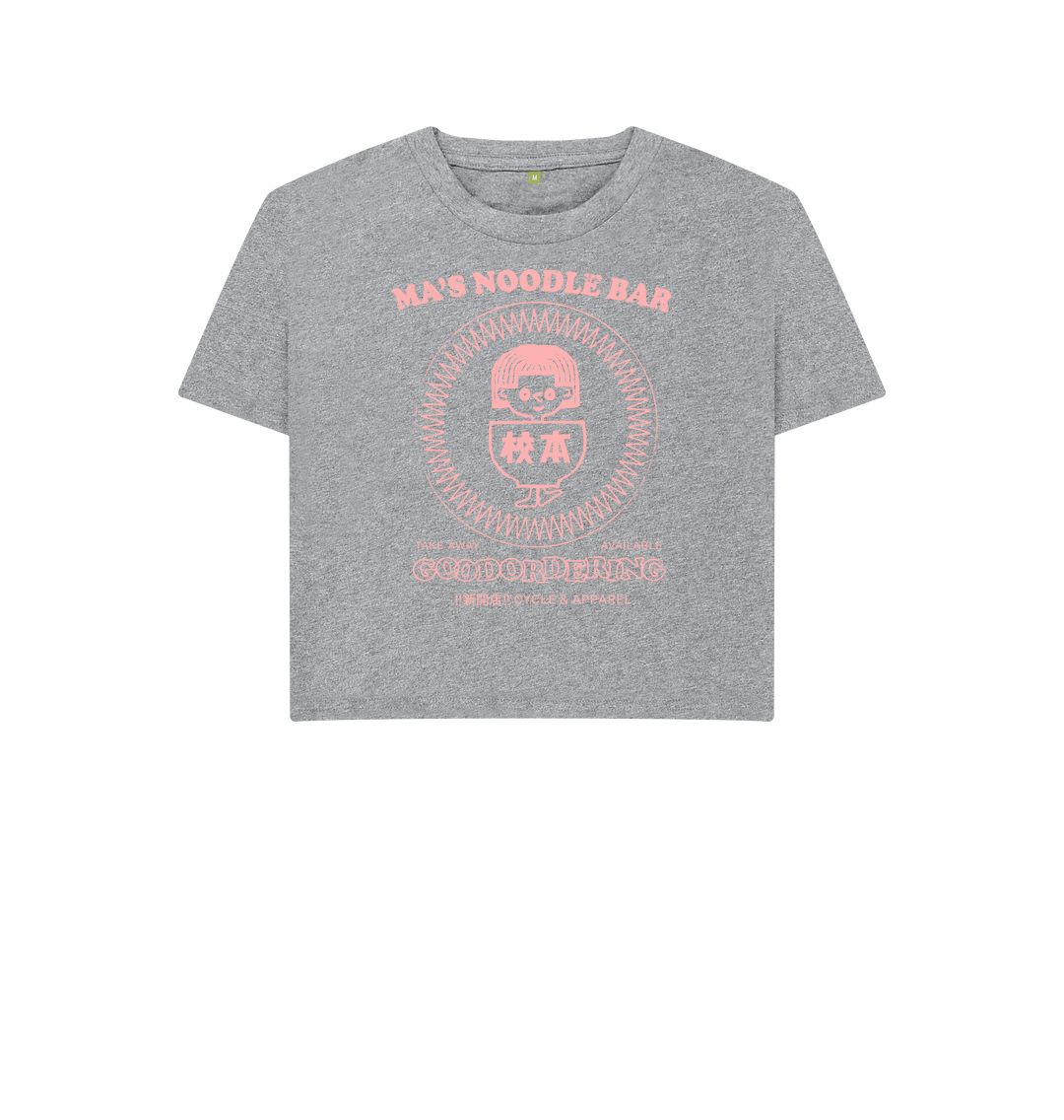 Athletic Grey Boxy cropped T-shirt Stamp Logo