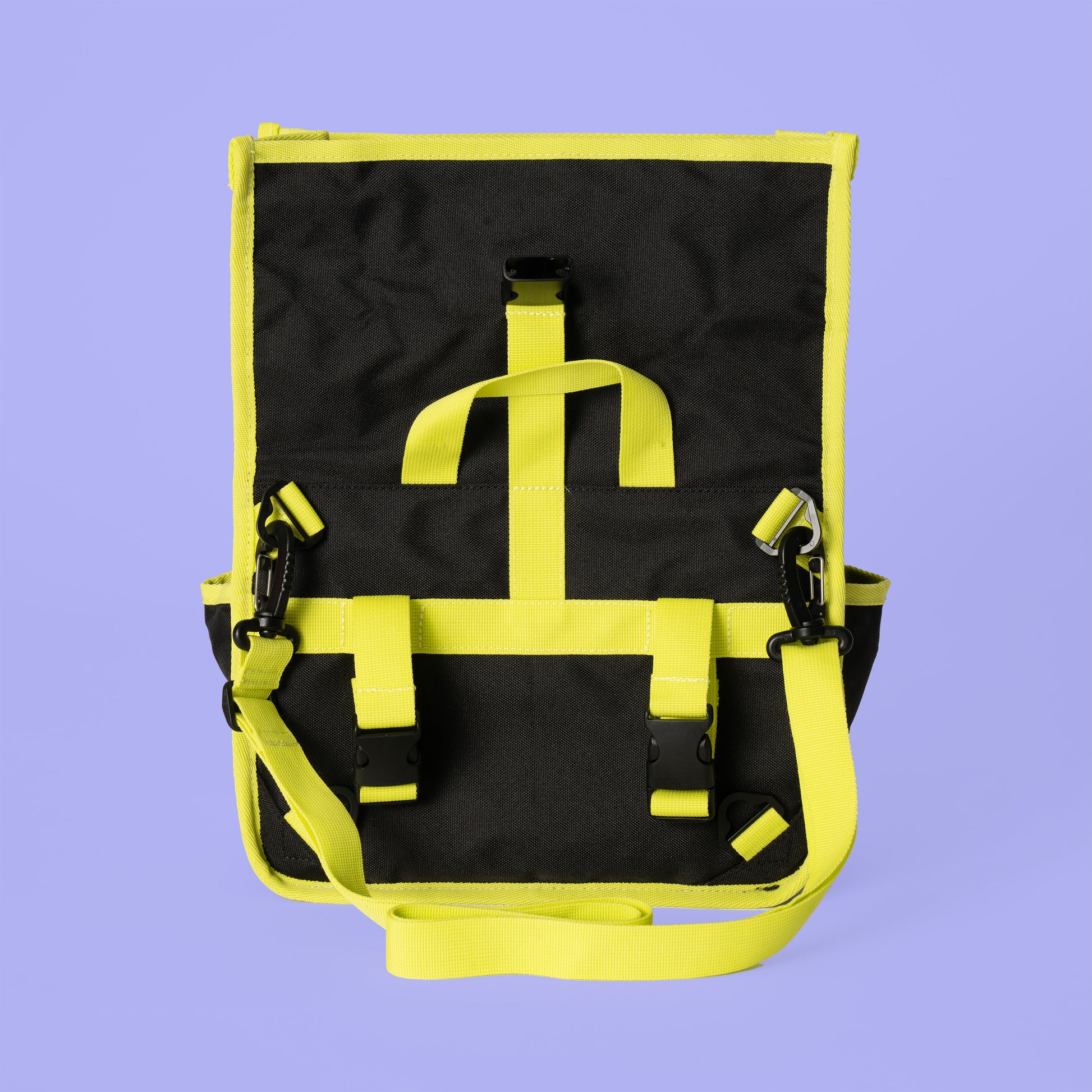 Goodordering black shoulder bag with neon yellow edging