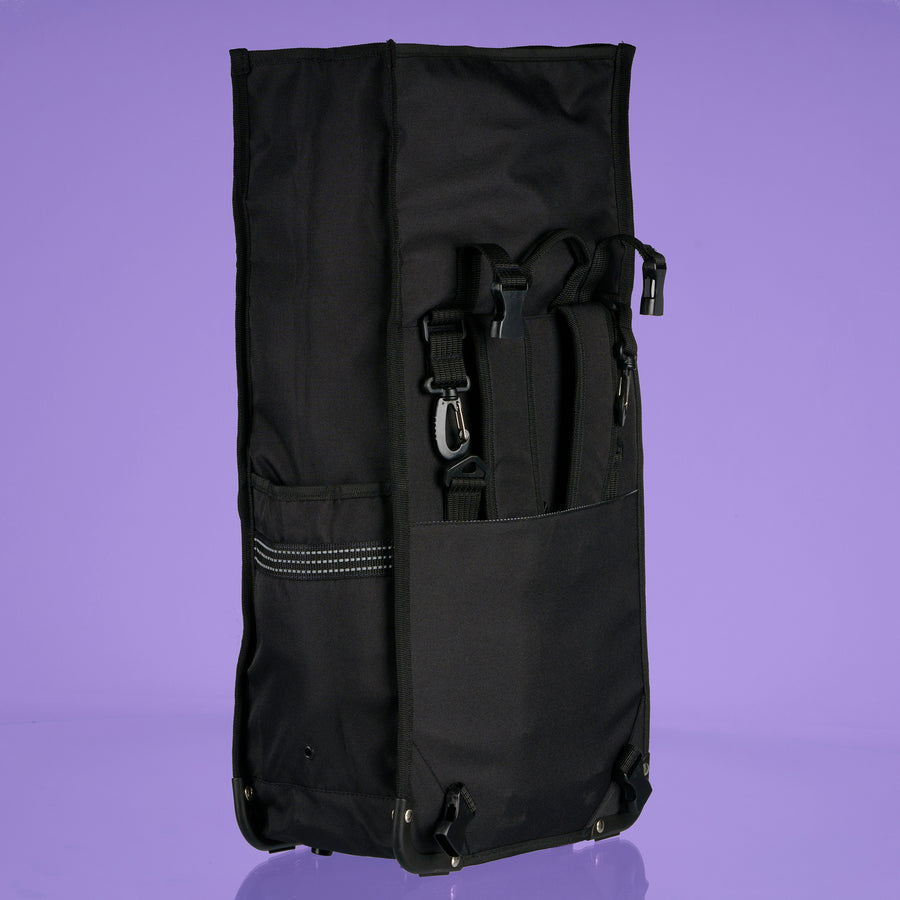 Eco nylon Monochrome Rolltop Backpack Black pannier two in one