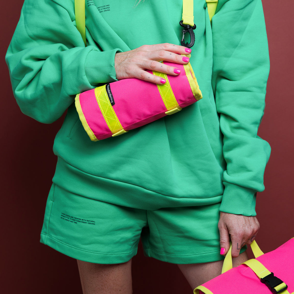 Neon saddle bag pink and yellow - Goodordering Pink and Yellow Bicycle Handlebar Bag by Goodordering