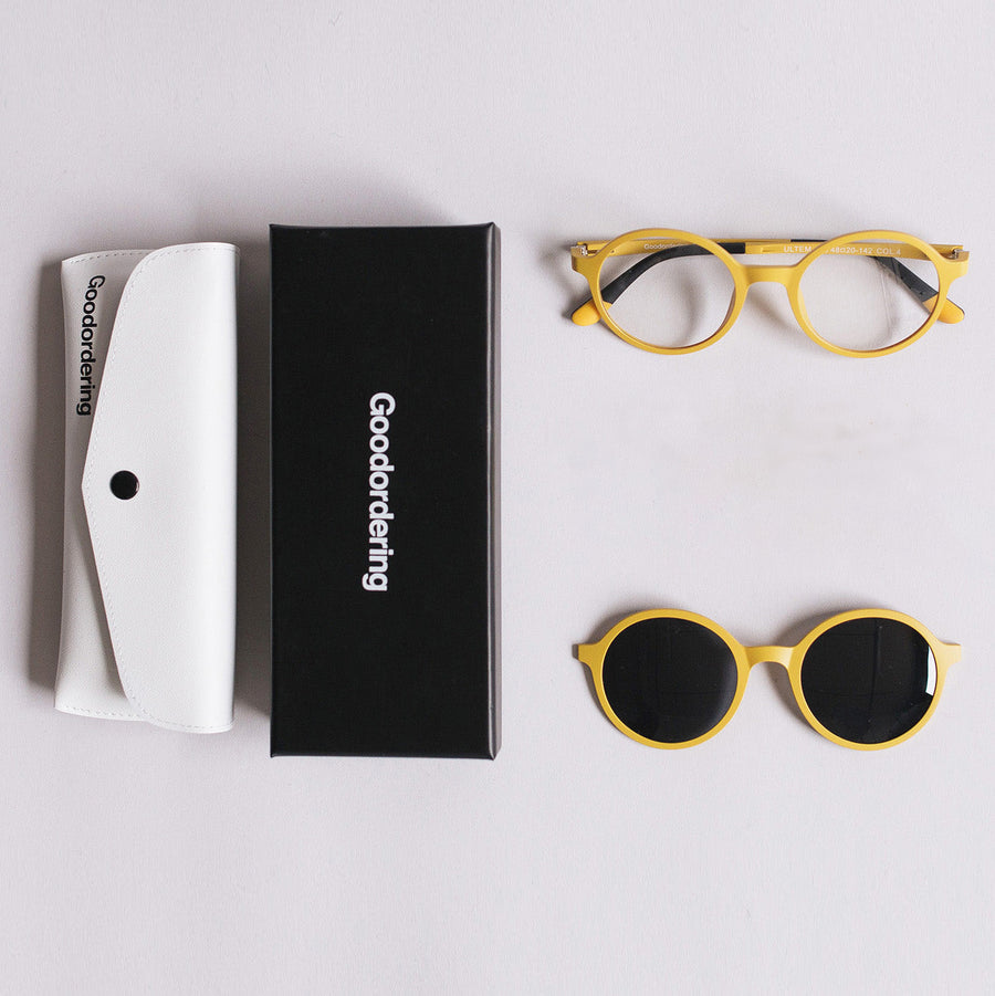 Yellow magnetic glasses and sunglasses +1.5 readers Goodordering