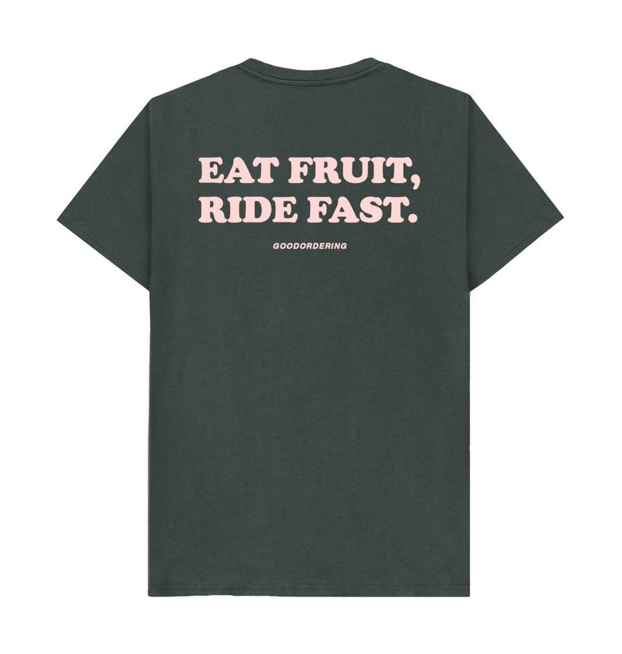 Dark Grey Adults Unisex Eat Fruit, Ride Fast T-shirt