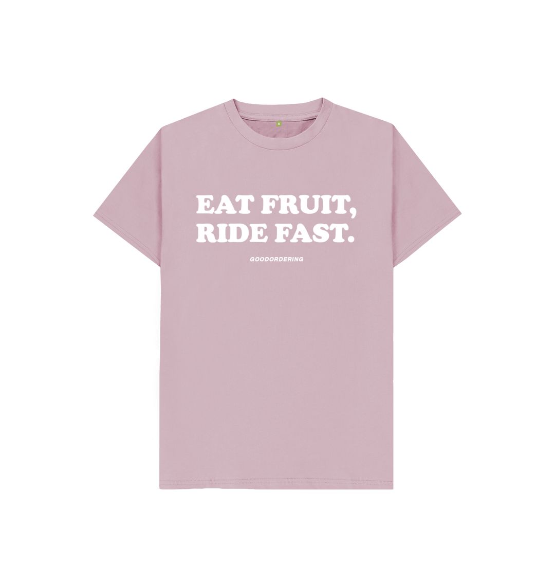 Mauve Kids unisex Eat Fruit, Ride Fast T-shirt