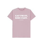 Mauve Kids unisex Eat Fruit, Ride Fast T-shirt