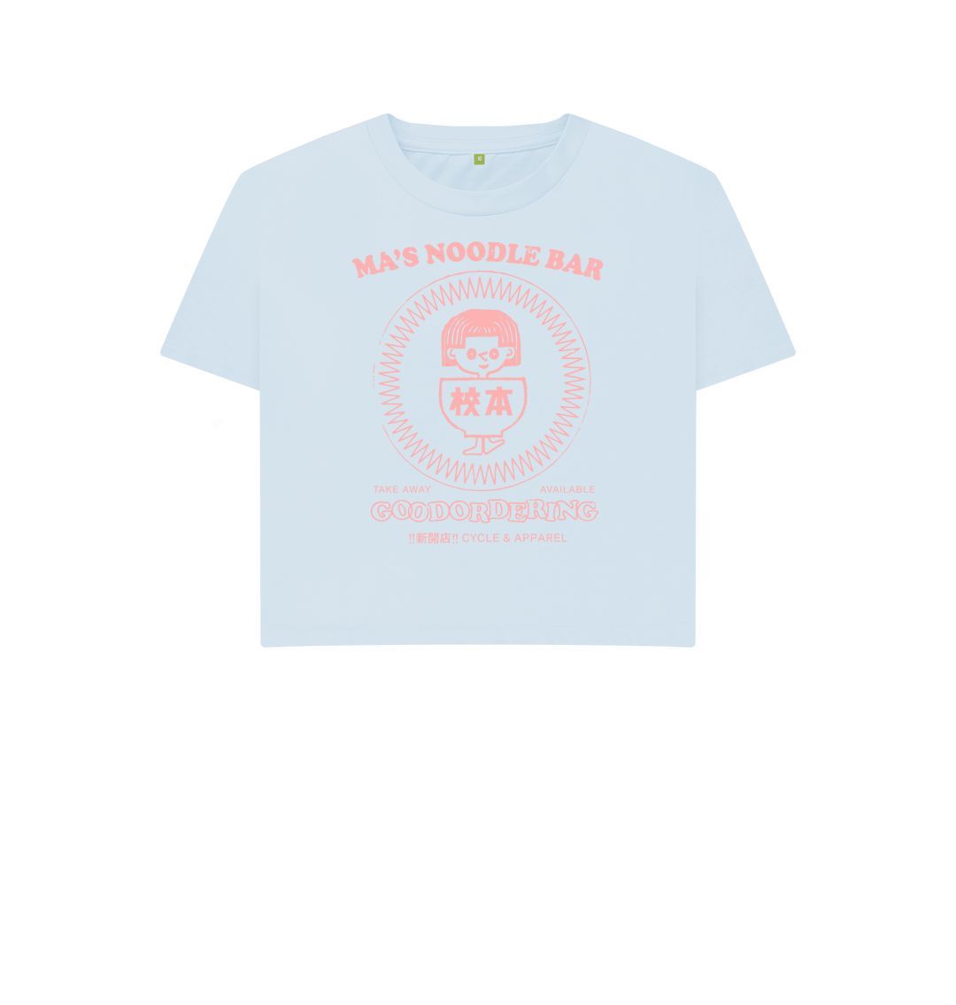 Sky Blue Boxy cropped T-shirt Stamp Logo