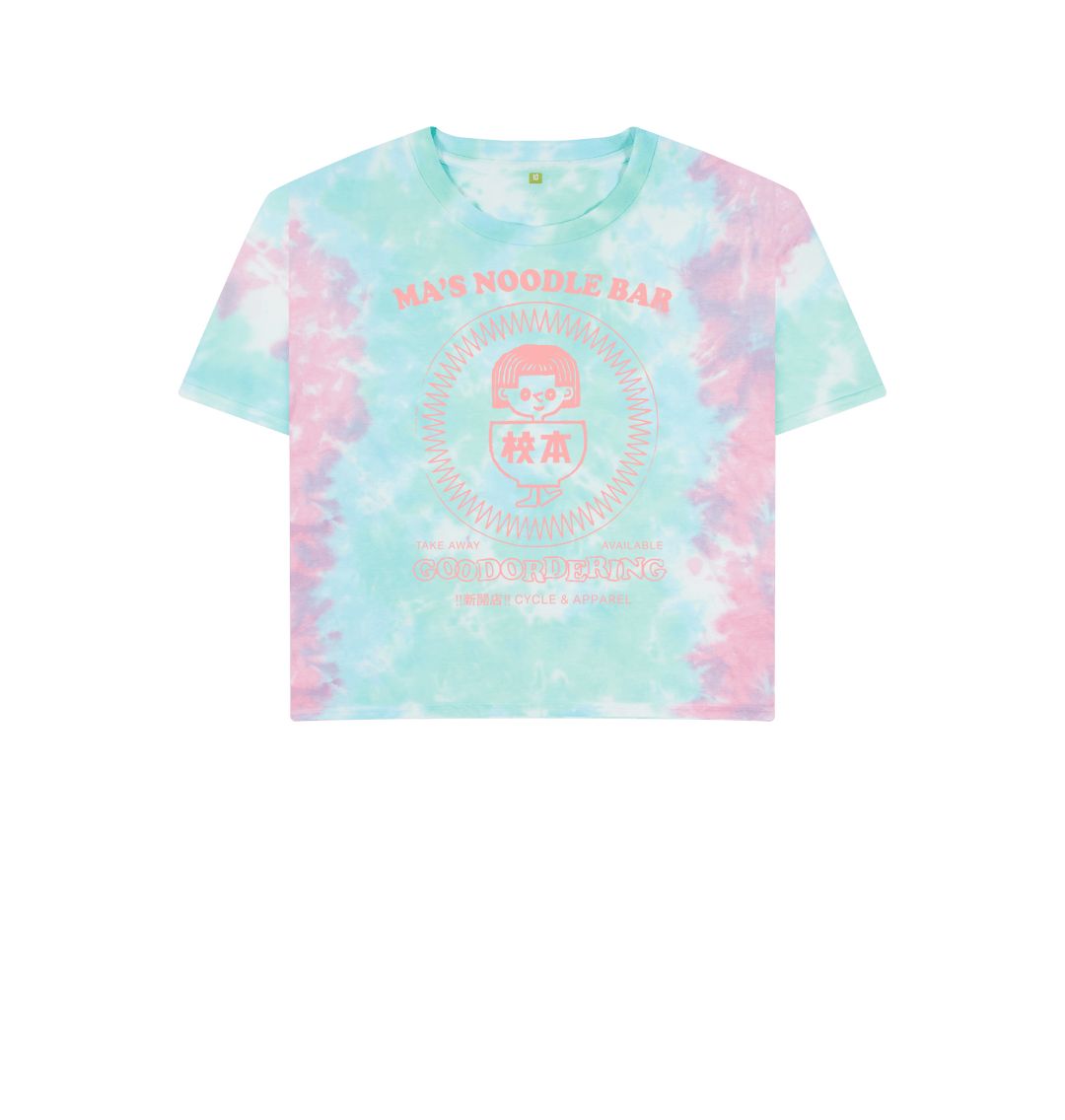 Pastel Tie Dye Boxy cropped T-shirt Stamp Logo