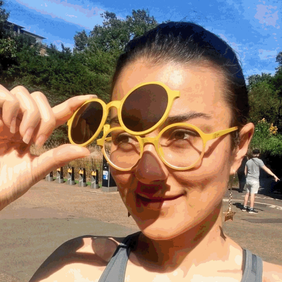 Yellow magnetic glasses and sunglasses