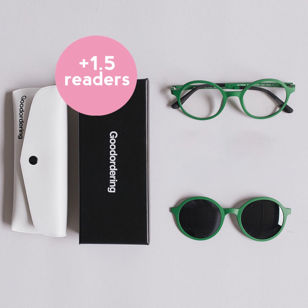 Green magnetic glasses & sunglasses in one