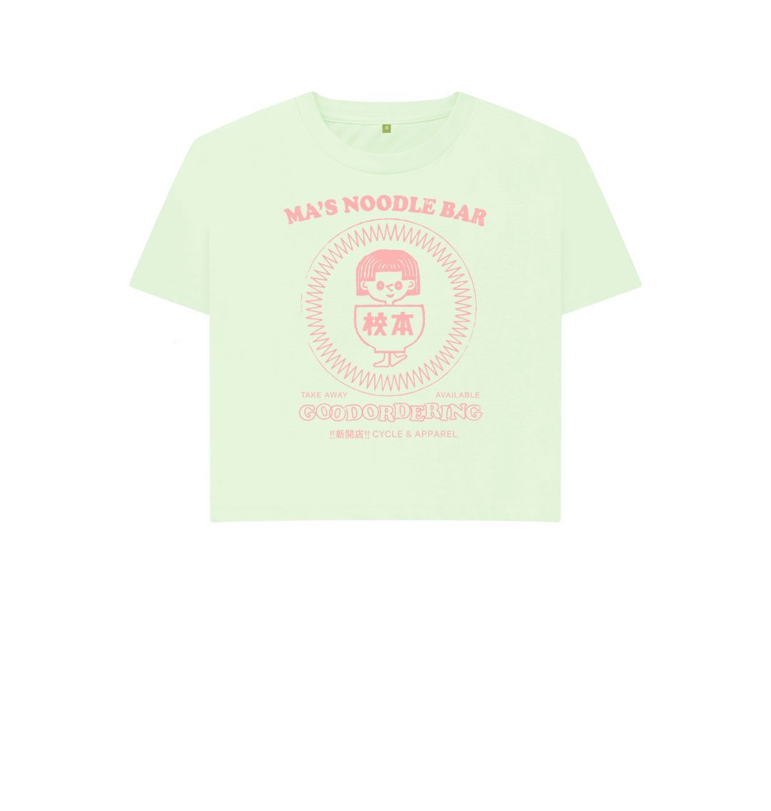 Pastel Green Boxy cropped T-shirt Stamp Logo