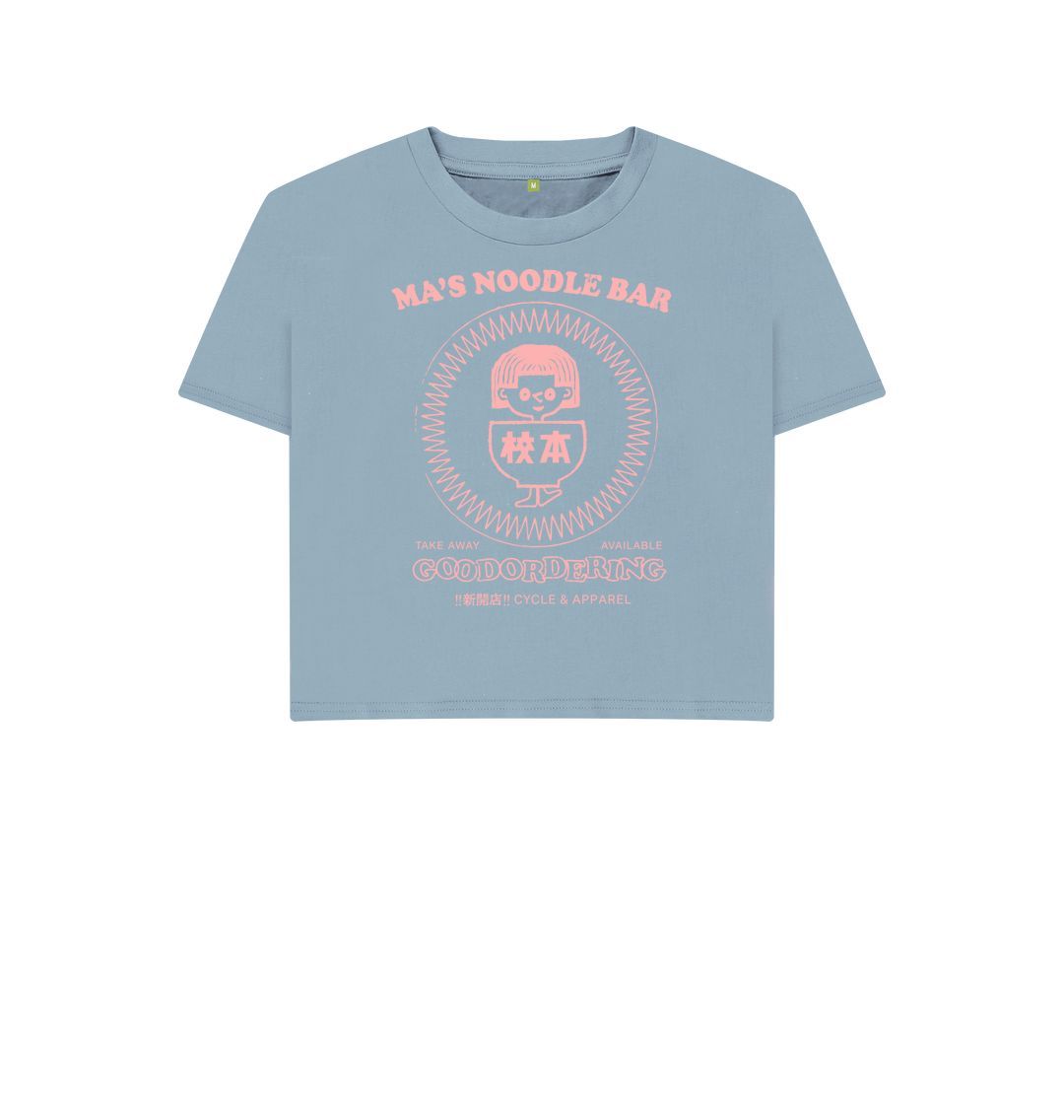 Stone Blue Boxy cropped T-shirt Stamp Logo