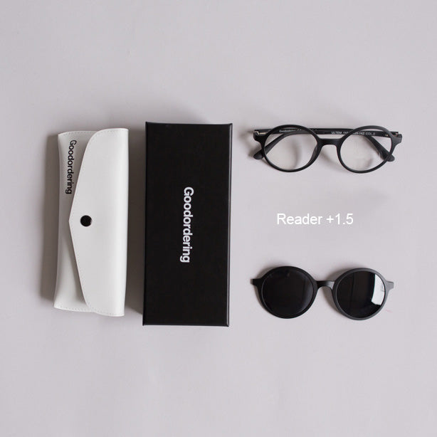 Black Magnetic glasses & sunglasses in one +1.5 readers Goodordering