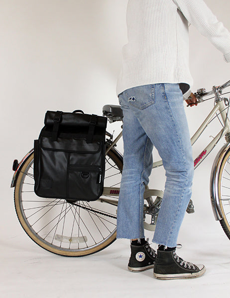 ECO Monochrome Rolltop Backpack Pannier Black - Goodordering