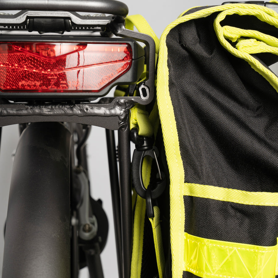 Neon rolltop backpack black pannier bike bag