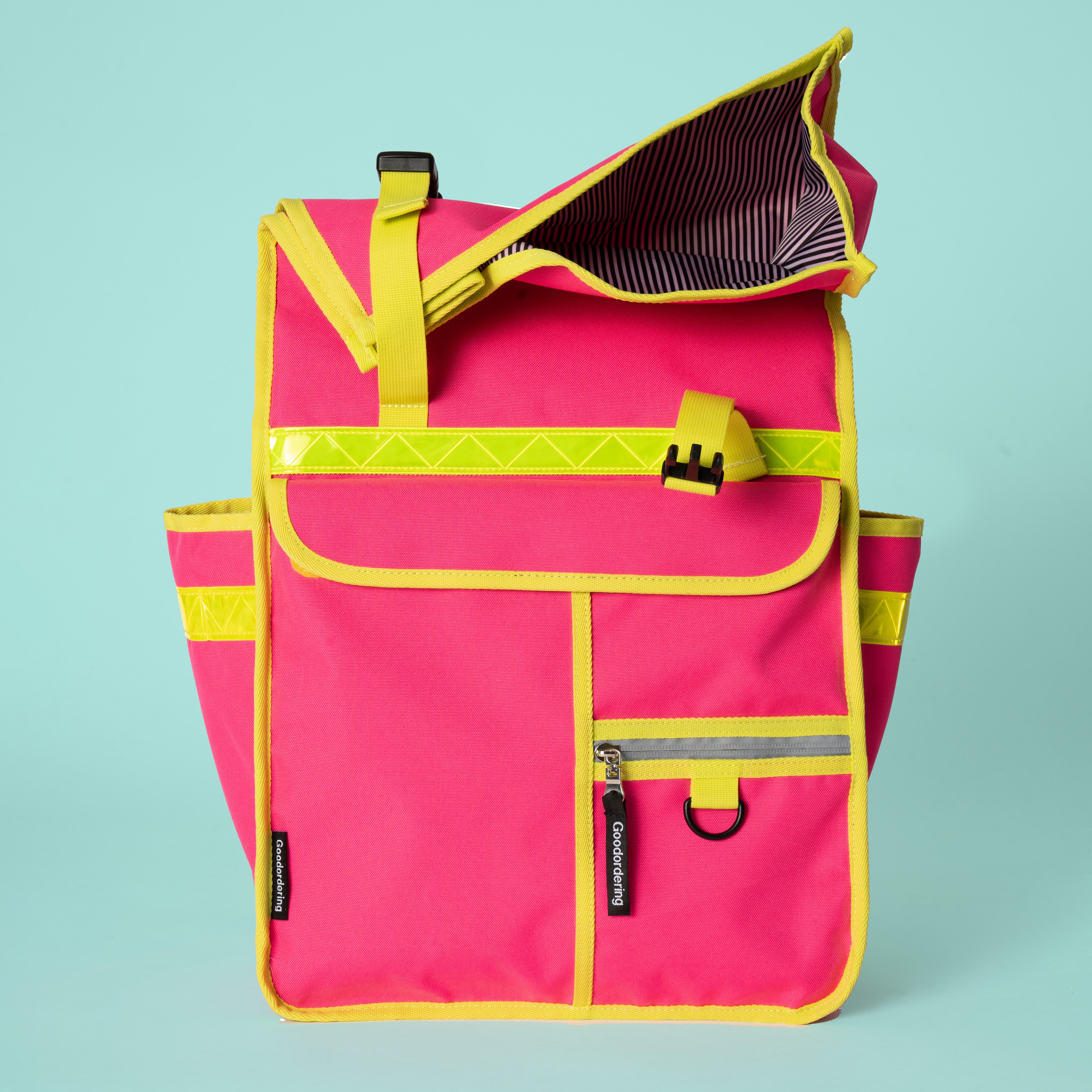 Neon rolltop backpack pannier bag neon pink Goodordering