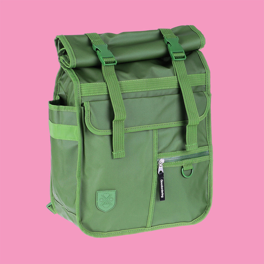 Eco Monochrome Rolltop Backpack Pannier Green
